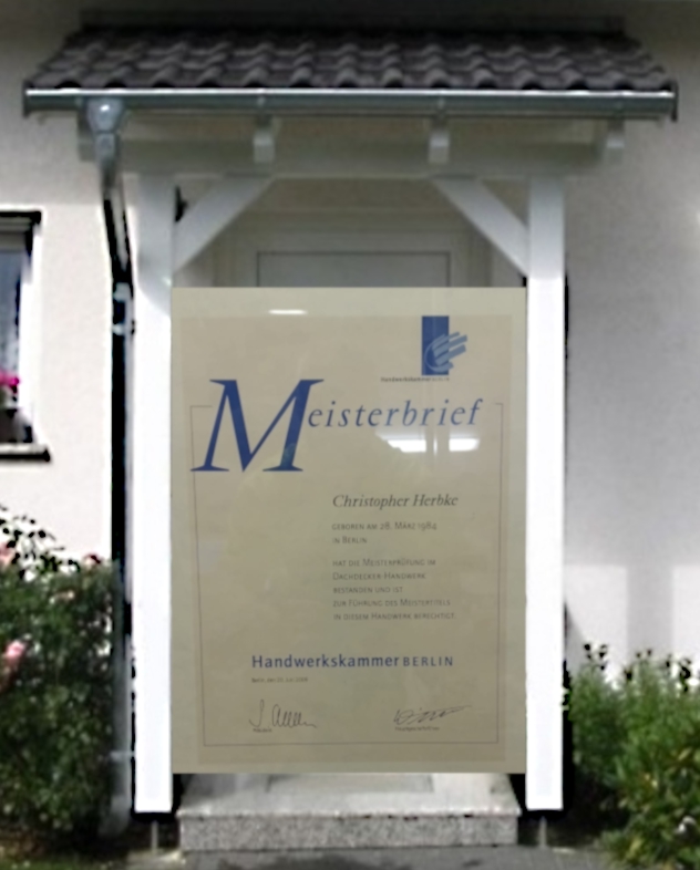 Meisterbrief von Christopher Herbke Dachdeckermeister